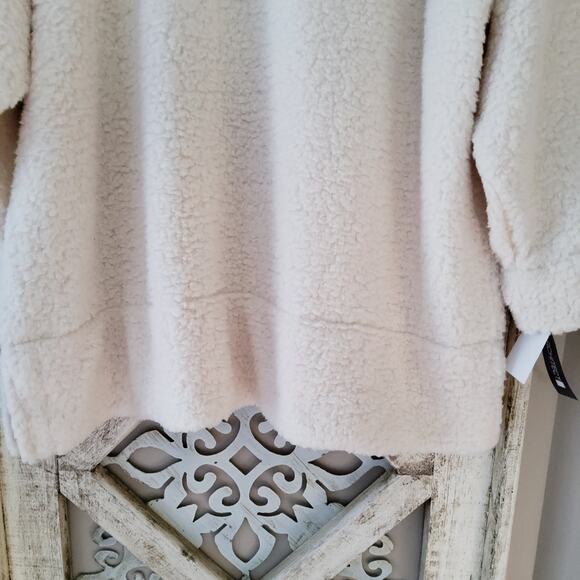 Architect Women's Plus 2X Sherpa Mock Neck Fleece Pullover Top in Egret - Picture 4 of 6